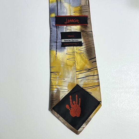 J. Garcia Special Edition Art Tie Mens Yellow Blue 100% Silk Jerry Garcia - Picture 3 of 5